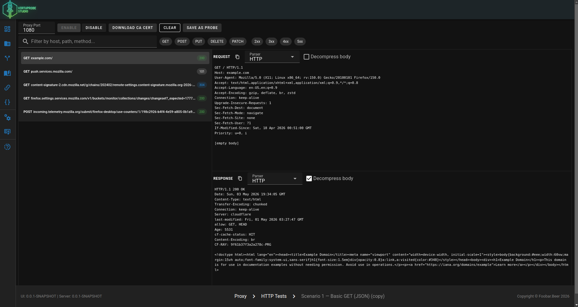 VirtuProbe MVP MITM proxy